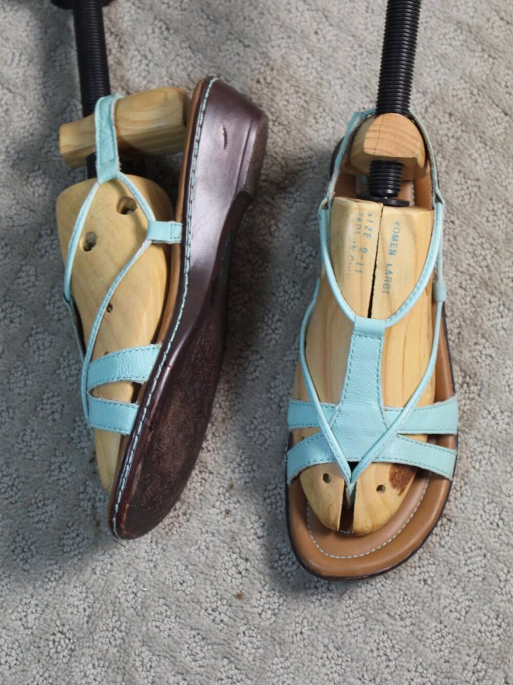 boc Size 8 Aqua Leather Slingback 1" Wedge Heel Thongs